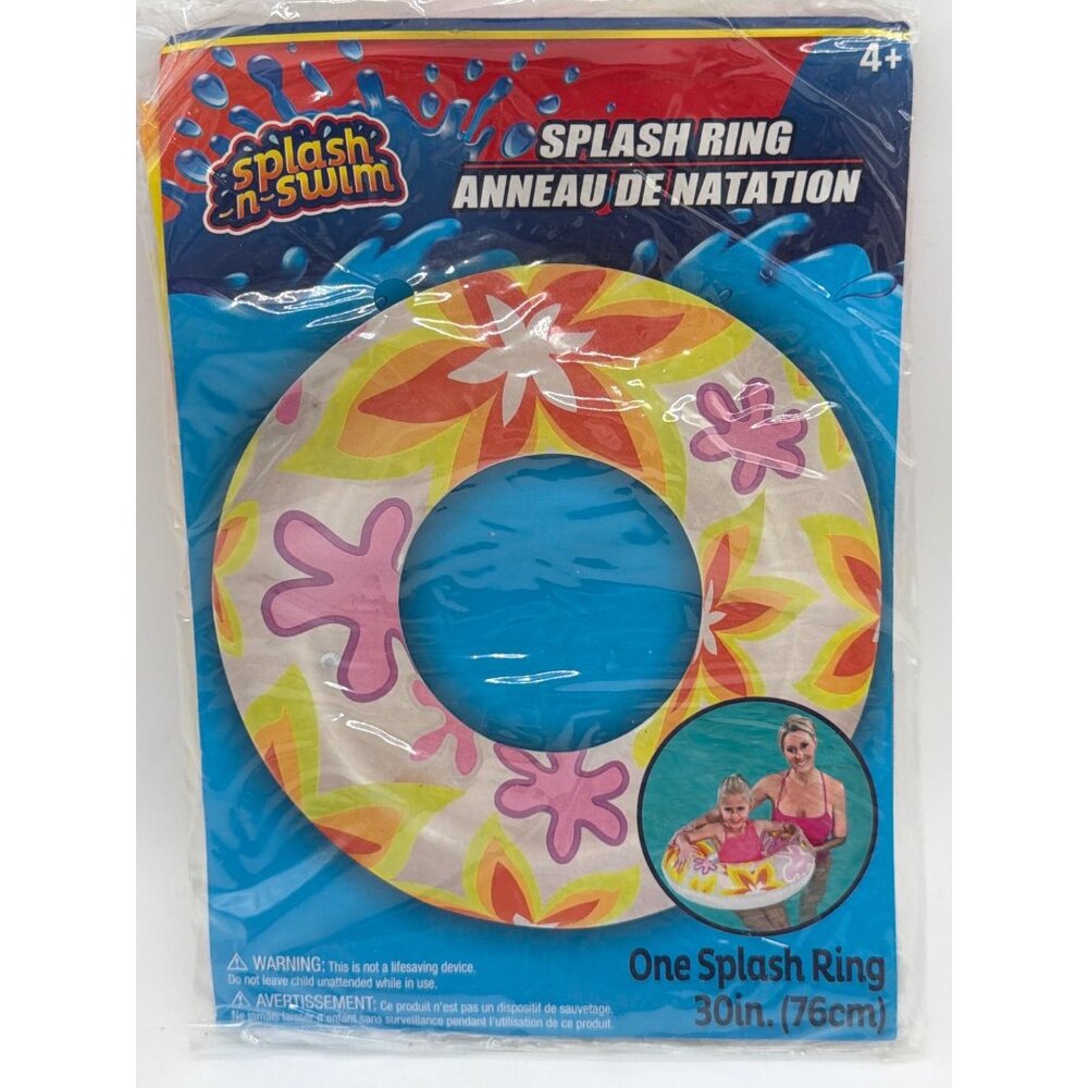 Colorful 30-Inch Splash Ring With Floral Design For Water Fun Ages 4+ Lightweigh